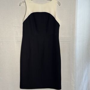 Worthington Size 8 Black White Career Sheath Sleeveless Dress Lined Easter